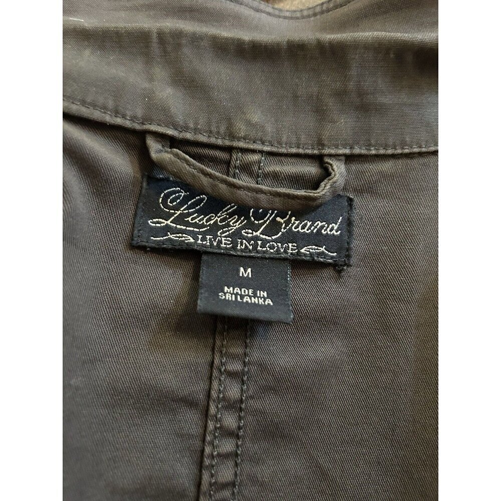 Lucky Brand Utility Military Jacket Womens Medium Drawstring Canvas Cotton Green - Picture 5 of 6